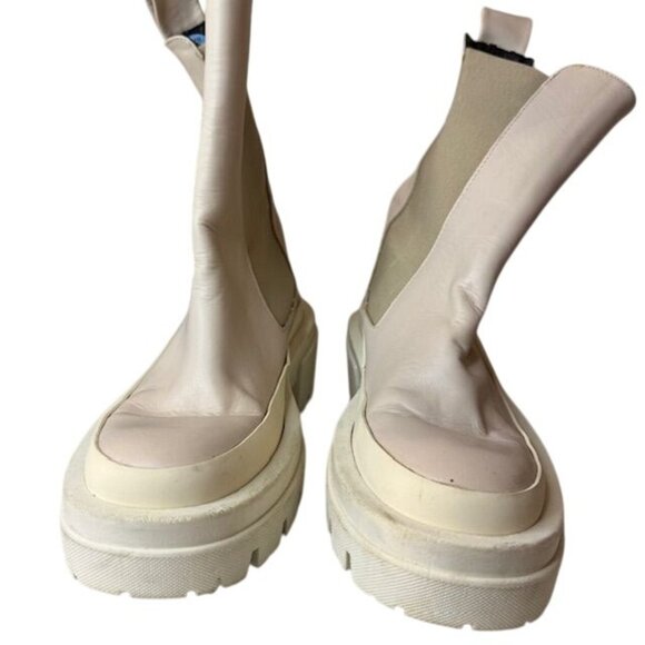 Equitare Womens Beige Leather Platform Chunky Sole Ankle Boots Size 36 Made In S - Picture 1 of 5